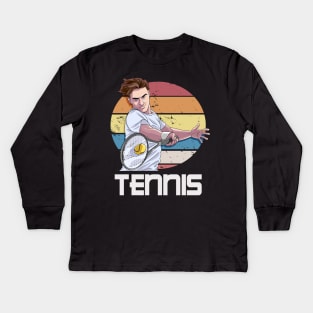 Tennis Player Racket Ball Tennis Coach Vintage Kids Long Sleeve T-Shirt